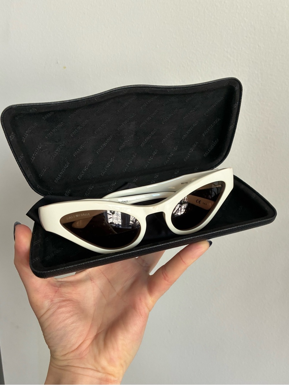 Balenciaga BB0176S white acetate cat eye sunglasses